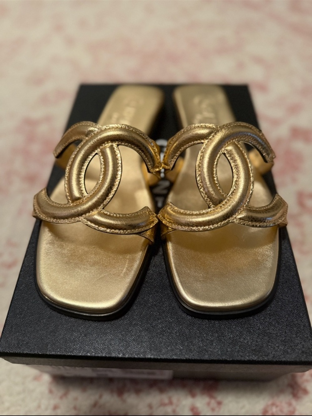 Classic CC Gold Logo Slide Sandals - Picture 2 of 4